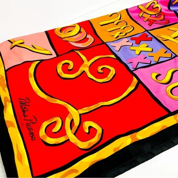 Paloma Picasso Colorful Silk Astrological Sun Sign Zodiac Scarf - Picture 8 of 9